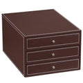 PU Leather 3 Drawer Desk Organizer U8157