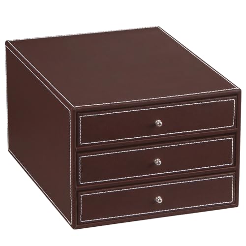 PU Leather 3 Drawer Desk Organizer U8157
