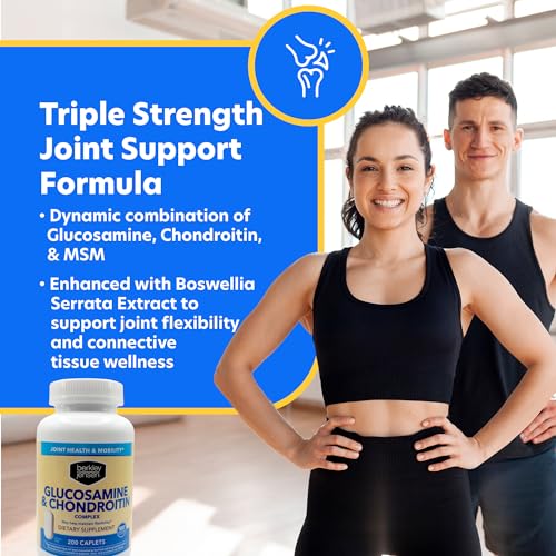 Triple Strength Glucosamine Chondroitin MSM Boswellia Complex Dietary Supplement, 200 Caplets J743
