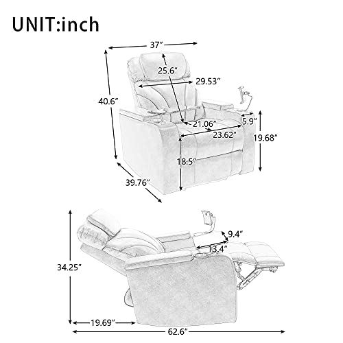 Grey PU Leather Power Recliner Sofa L968571