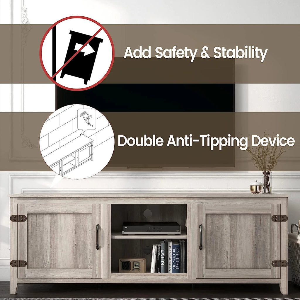 Large Television Stand with Barn Door and Storage Q862557