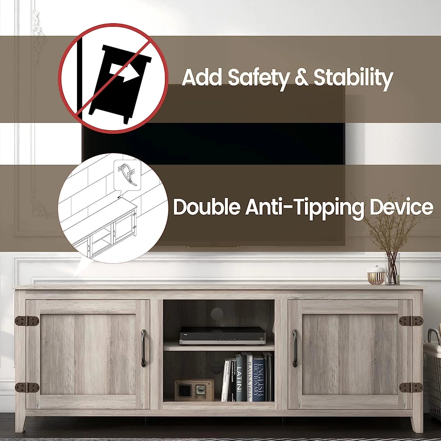 Large Television Stand with Barn Door and Storage Q862557