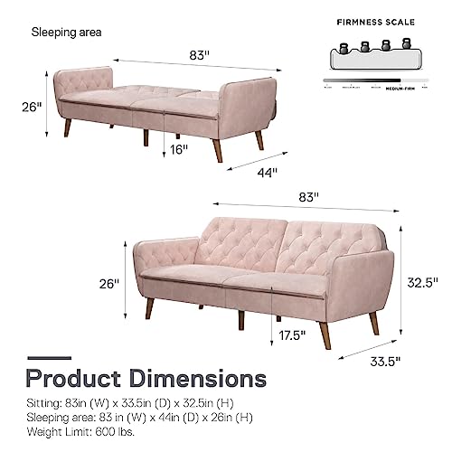 Camel Faux Leather Memory Foam Futon F32653