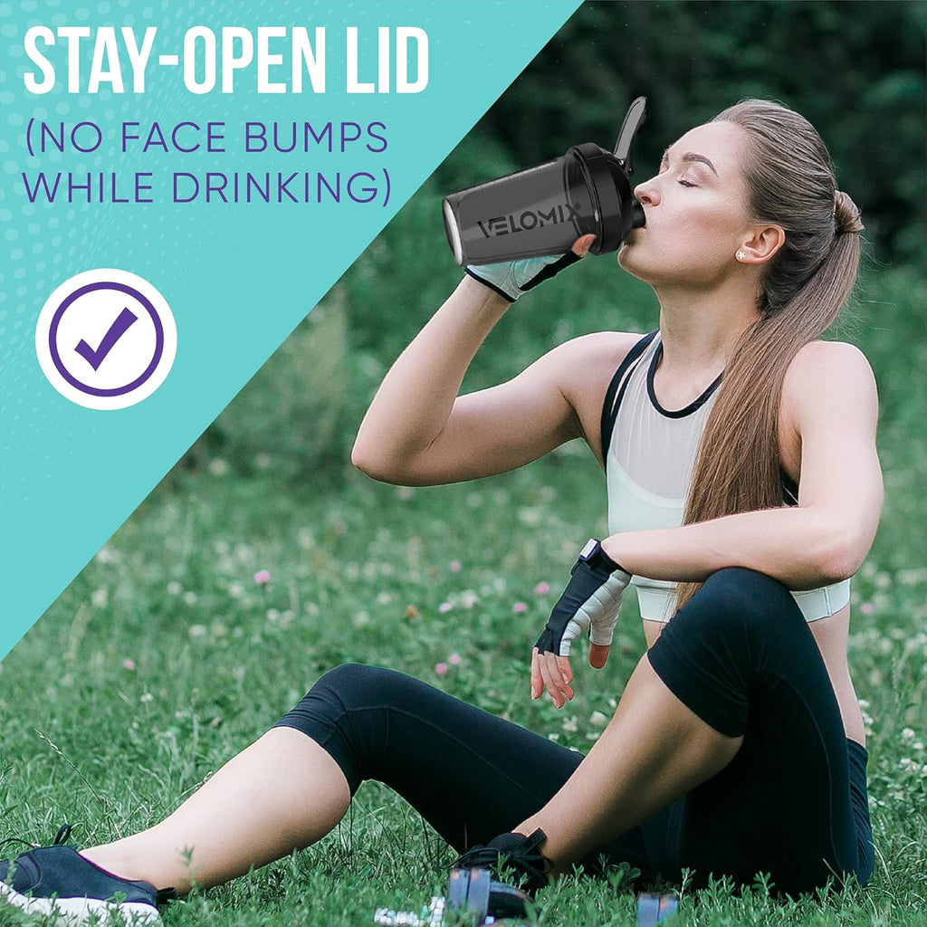 20 OZ 6 Pack Black Protein Shaker Bottles S3084