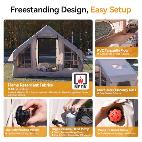 4-6 Person Waterproof Inflatable Camping Tent with Pump J11344