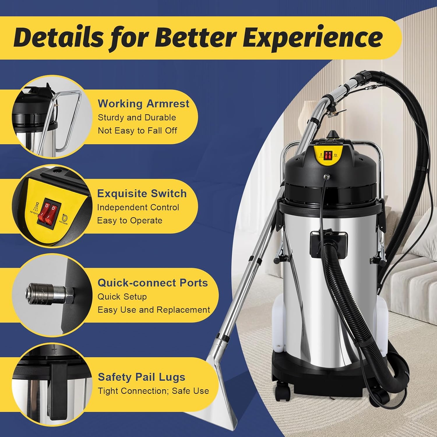 40L Commercial Carpet Cleaner Wet Dry Vacuum Cleaner Y509