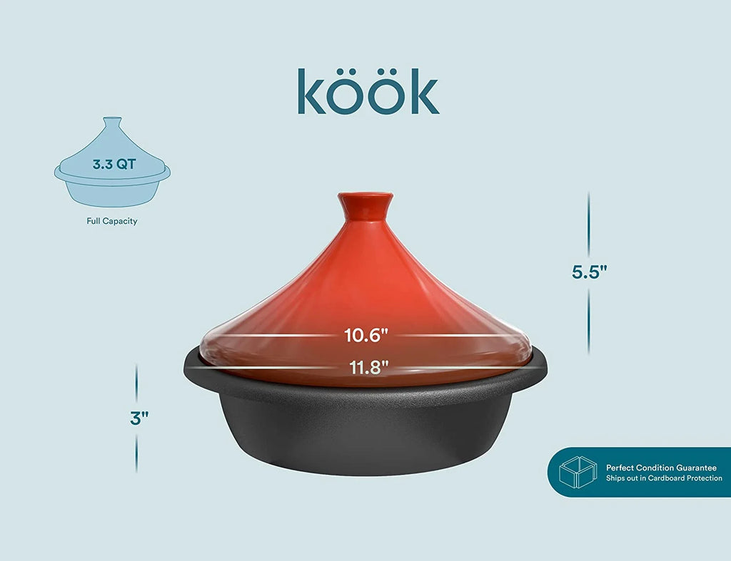 3.3 QT Enameled Cast Iron Tagine with Ceramic Lid F97649