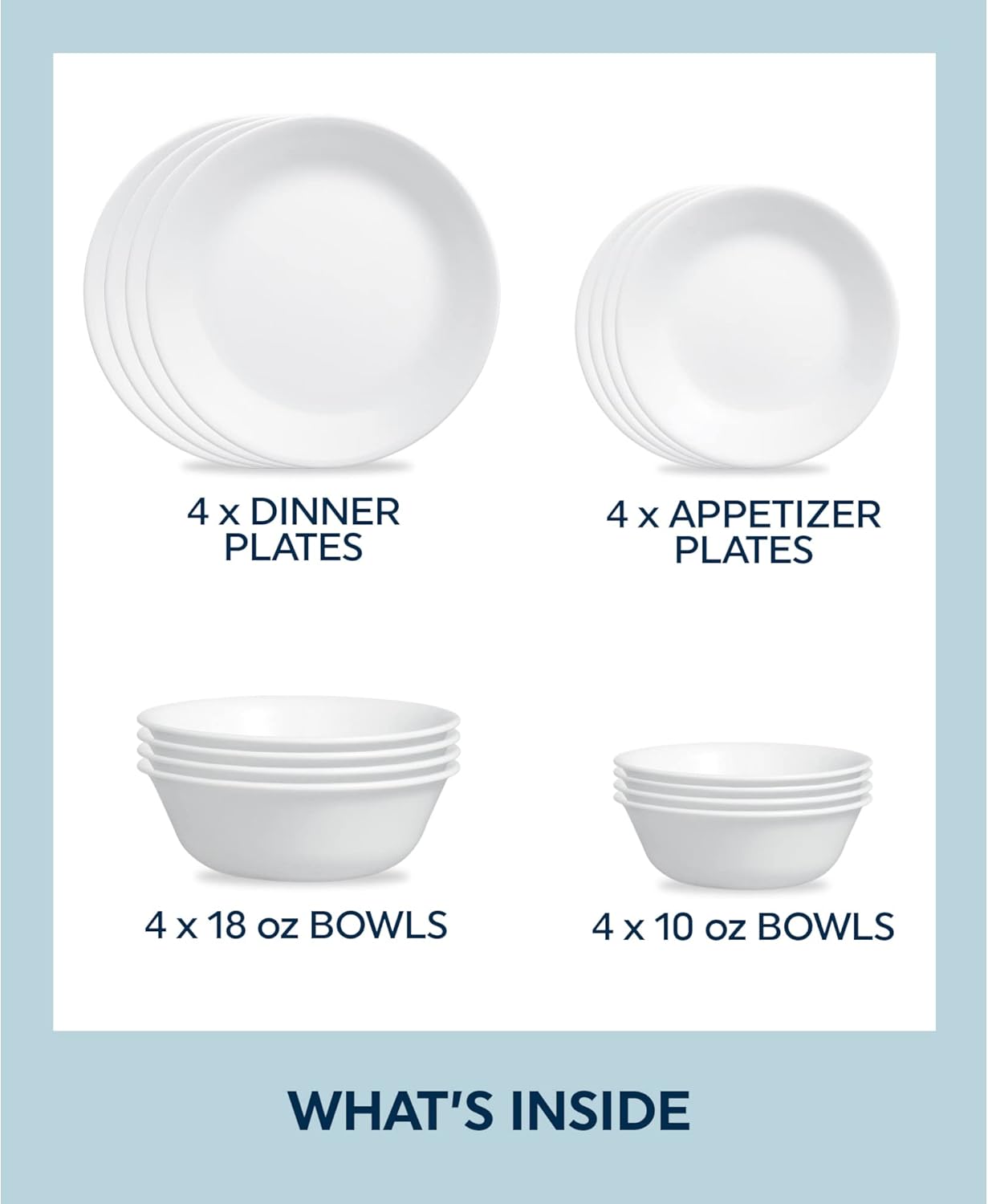 16-Piece White Dinnerware Set, Service for 4 N9419