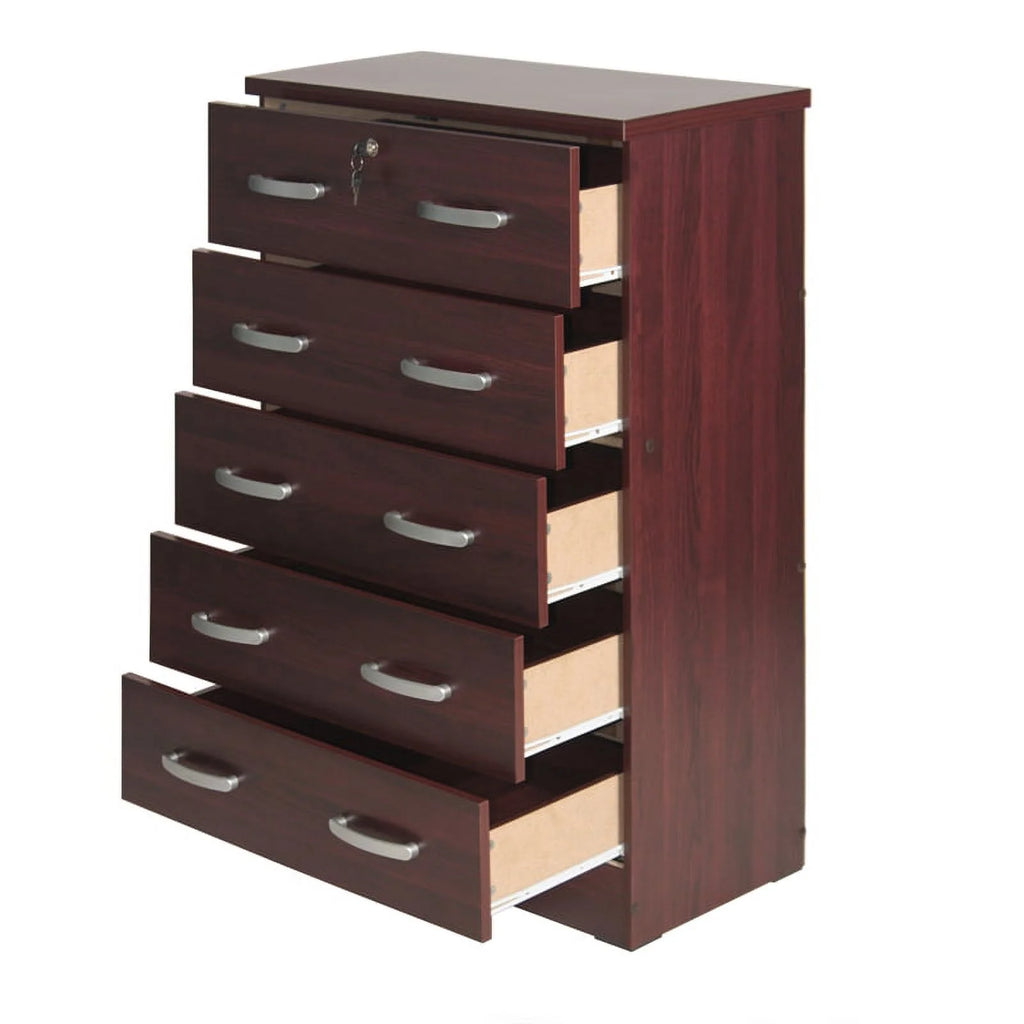 3-Piece Set with Twin Bed Dresser with Lock and Nightstand in Black O974