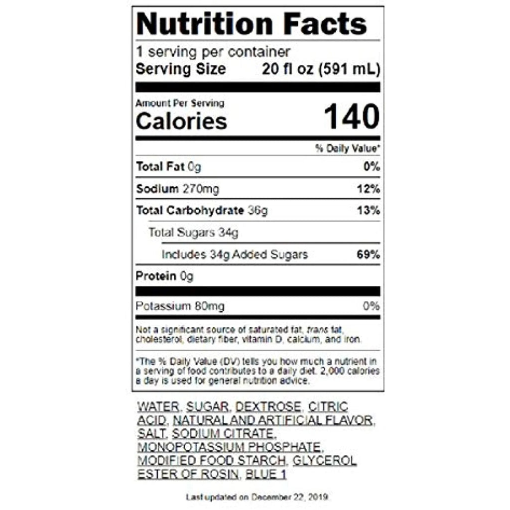 20 Oz Pack Of 24 Cool Blue Gatorade J2918