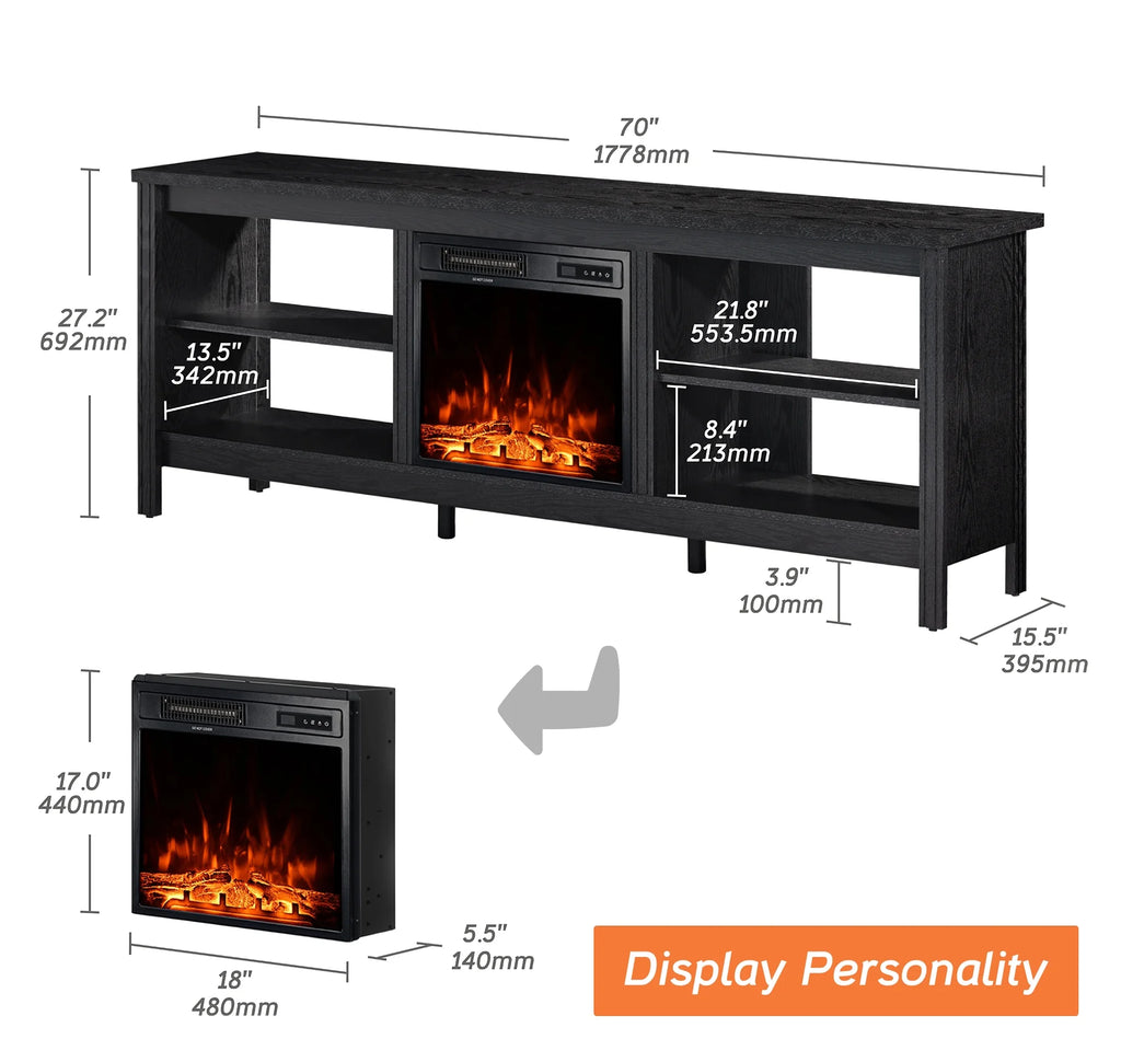 Black Entertainment Center with Electric Fireplace Z5610