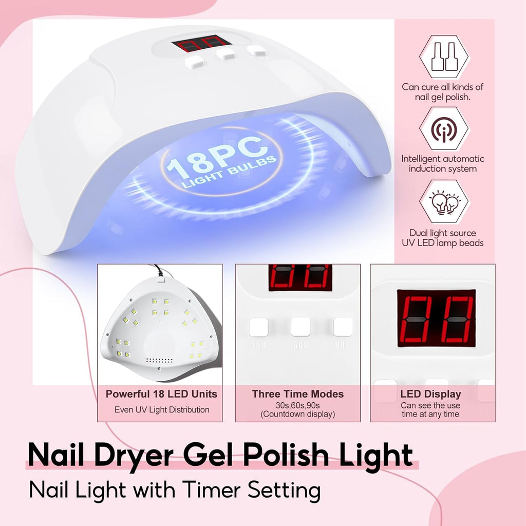 36Pcs Acrylic Nail Kit with Drill and UV Light M48464
