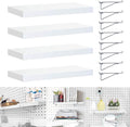 White Stain-Resistant Pegboard Shelf Set with Steel Brackets and Hooks, Pack of 2 O222
