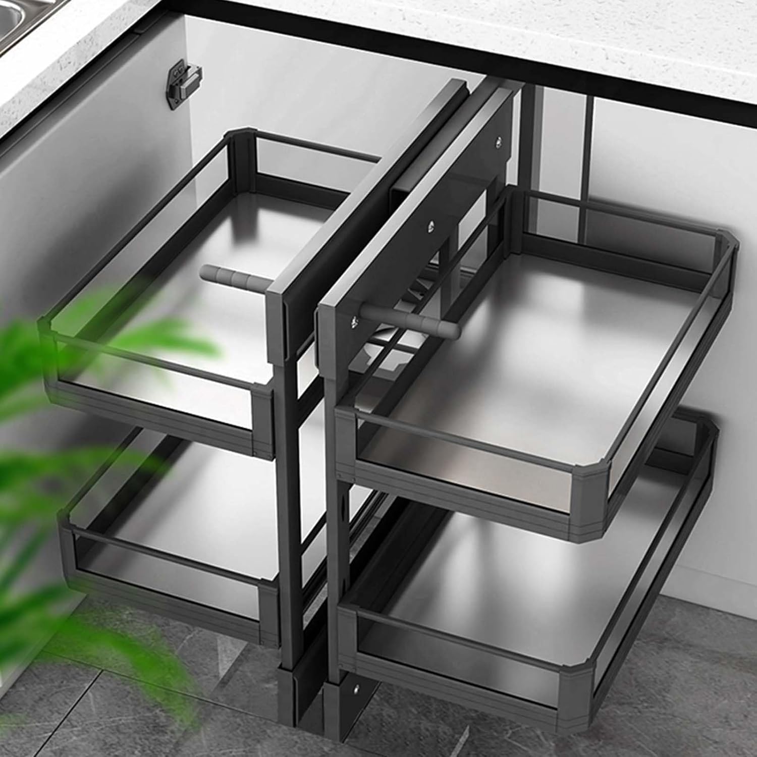 4 Shelf Tray Baskets Blind Corner Cabinet Organizer E84038