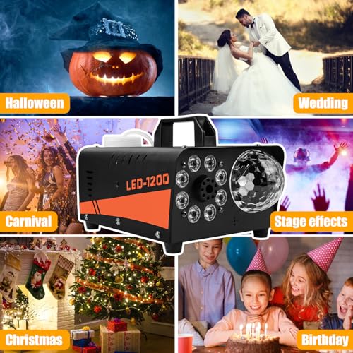 1200W Black Fog Machine with Wireless Remote Control E73769