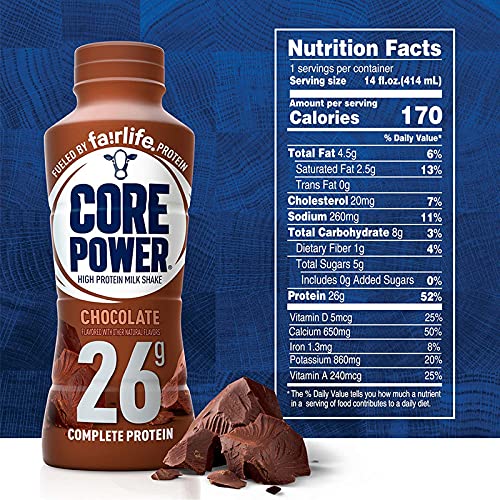 Chocolate Protein Shake, 14 fl oz, 26 gm, Pack of 6 Bottles Y86715