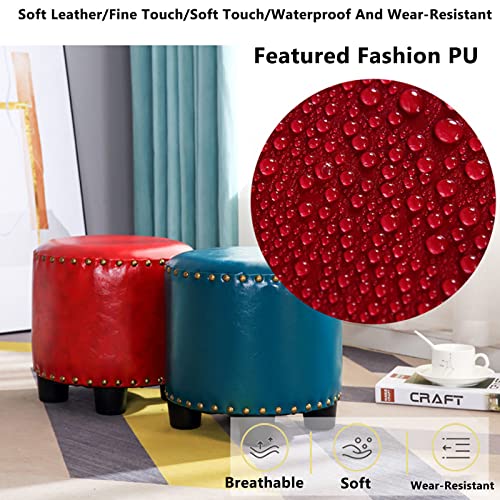 Gray Round Rivet Footrest Pu Ottoman Q9916