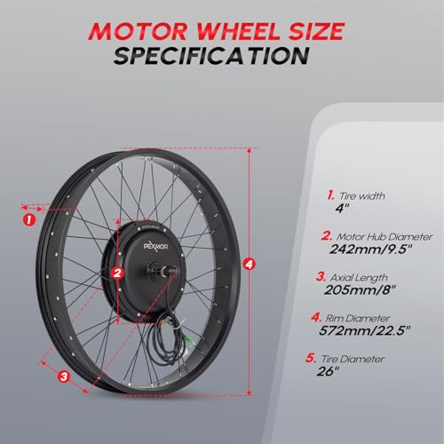 48V 1000W 26" Fat Front Wheel Electric Bike Conversion Kit with LCD Display F2724
