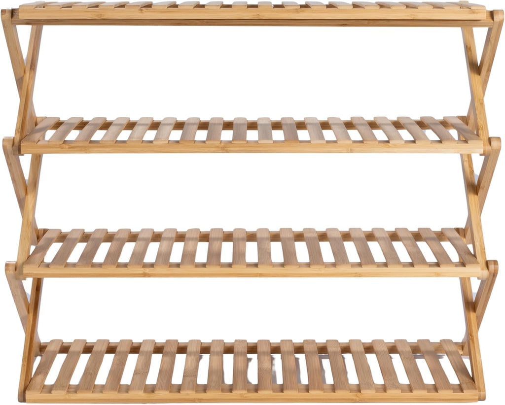 4-Tier Bamboo Folding Shoe Rack Y249596