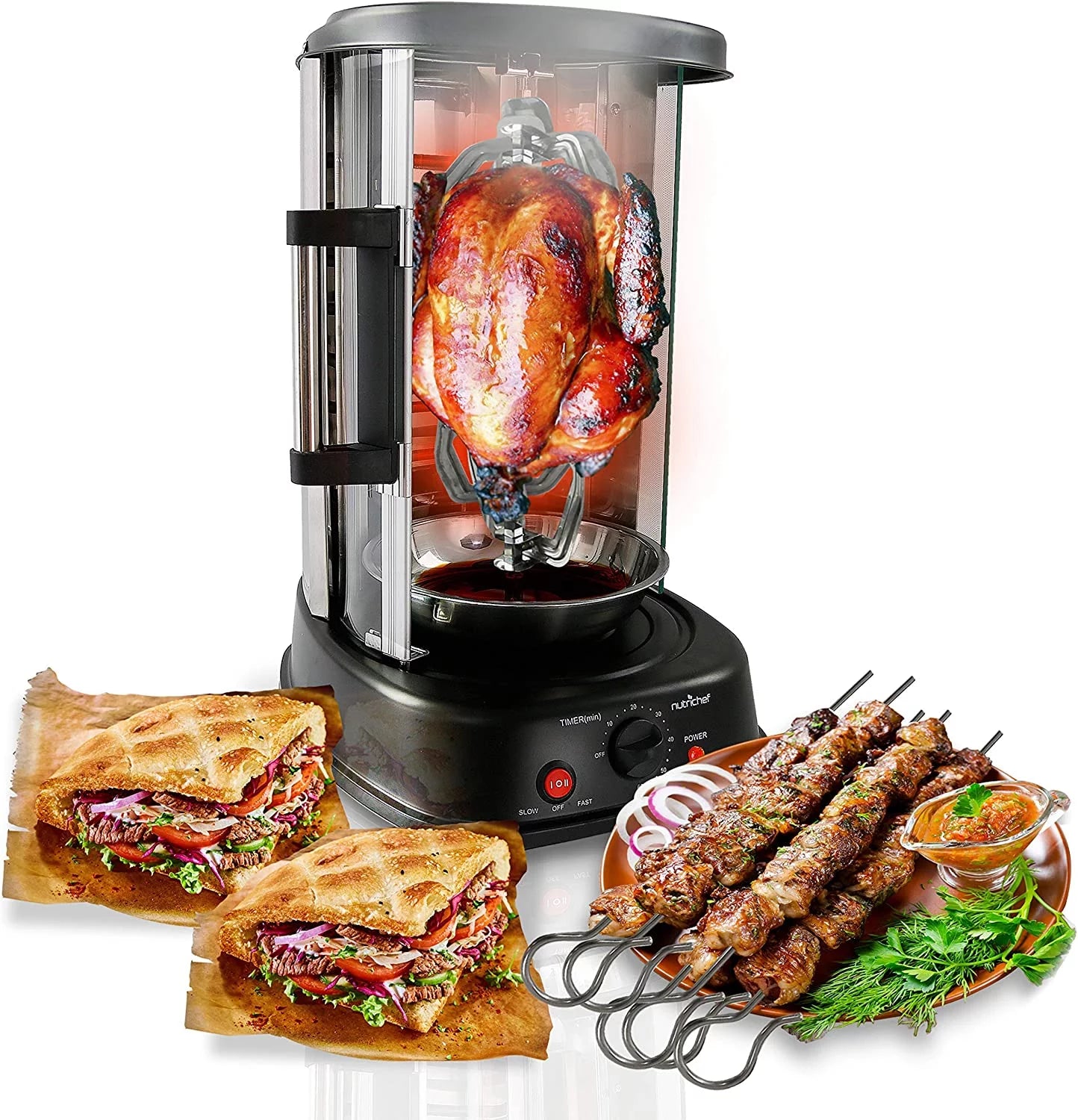 Countertop Vertical Rotating Oven with Heat Resistant Door F807
