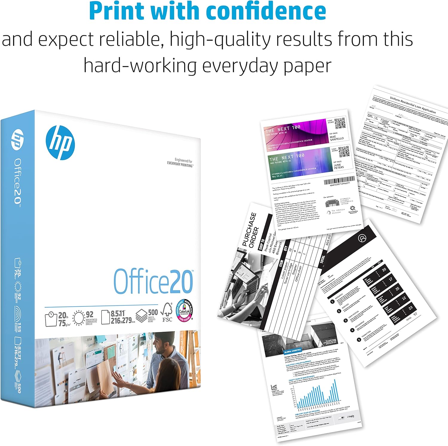 8.5 x 11 20 lb 92 Bright Printer Paper - 500 Sheets Z57676