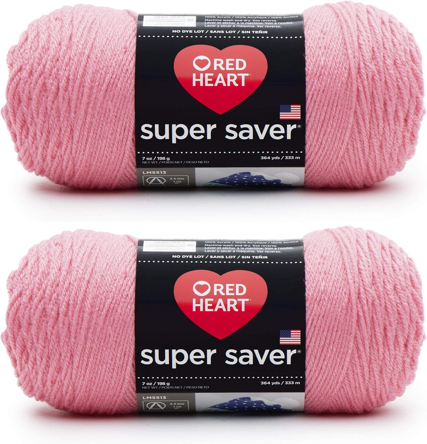 Red Heart Super Saver 2-Pack Perfect Pink 7 oz Each Skein F451376