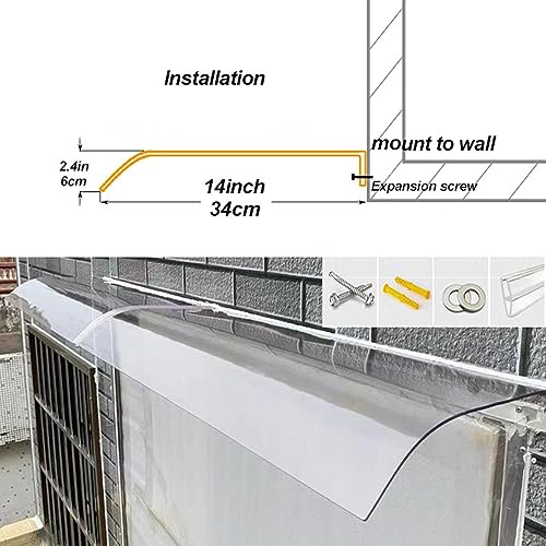 Clear Polycarbonate Window Awning 14" Depth S26385