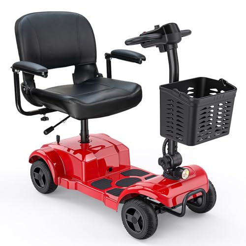 Blue Folding 4 Wheel Mobility Scooter with Detachable Basket O781861