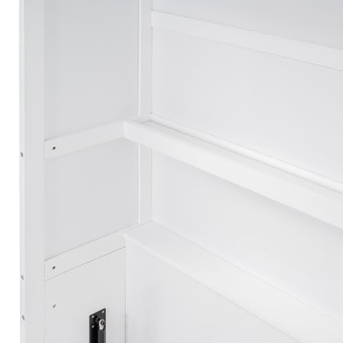 Gray Queen Size Wood Murphy Wall Bed with Shelves T522934