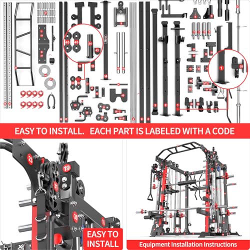 Power Cage Smith Machine Power Rack Squat Rack Cable Crossover System Z358743