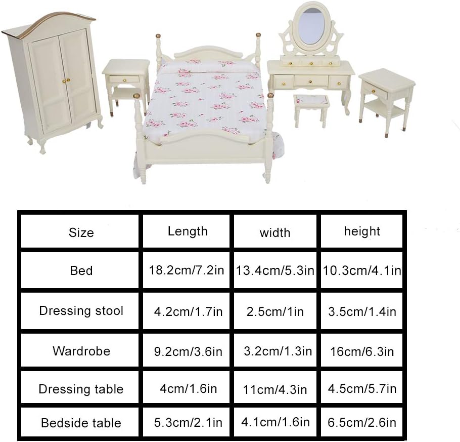Wood Miniature Bedroom Set for Dollhouse H228