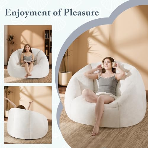 Beige Oversized Bean Bag Chair E904222