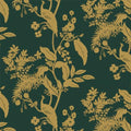 Dark Green Gold Vintage Floral Peel and Stick Wallpaper 17.3" X 118" K225