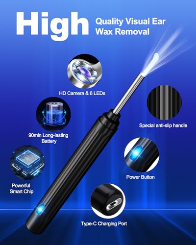 Ear Wax Removal Tool Camera with 6 LED Lights and 6 Ear Picks Q66881