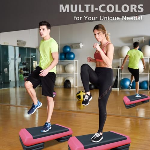 28.5'' Adjustable Aerobic Step Platform with 4 Risers (Red Grey) V90753