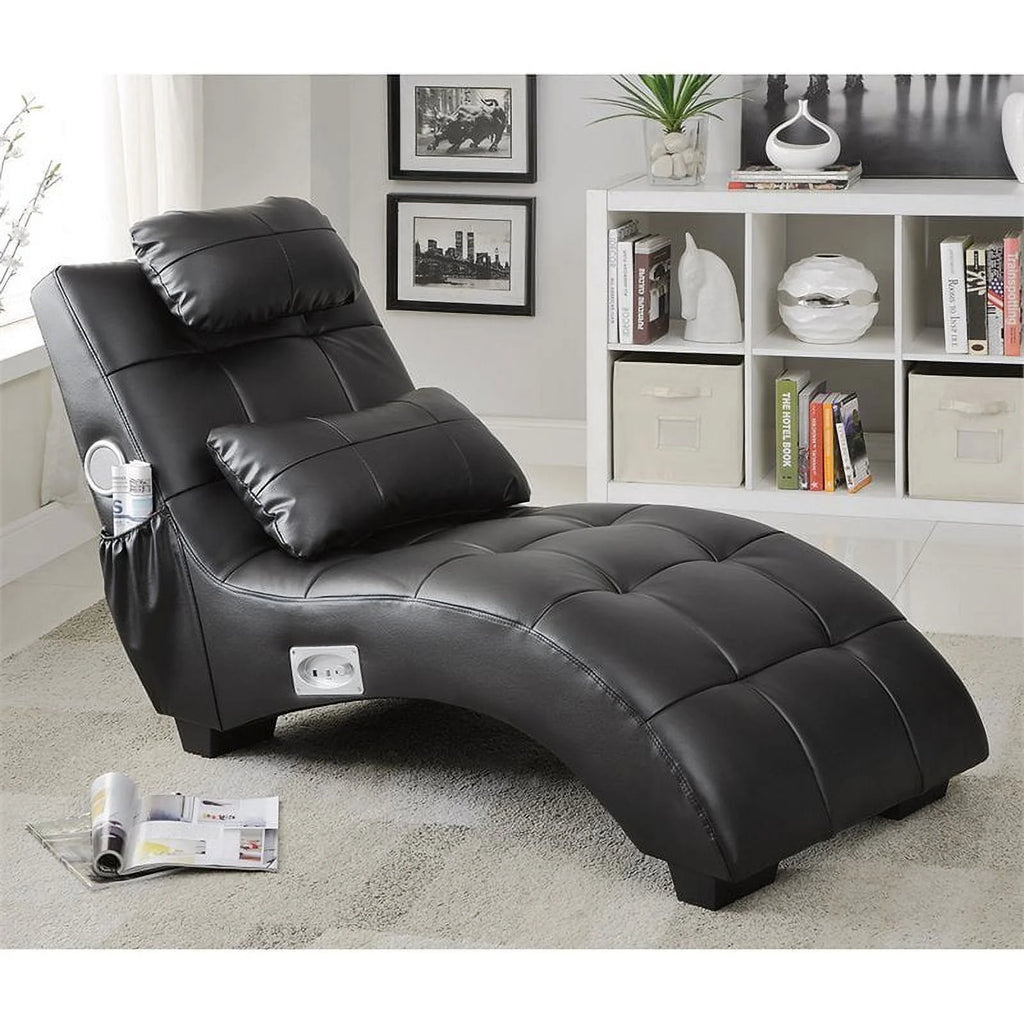 Black Upholstered Chaise Lumbar Pillow N539