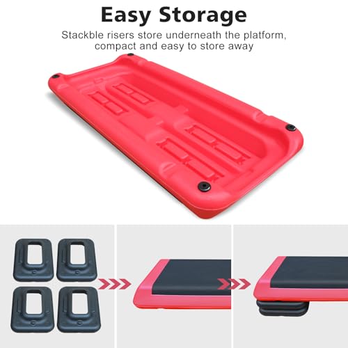28.5'' Adjustable Aerobic Step Platform with 4 Risers (Red Grey) V90753