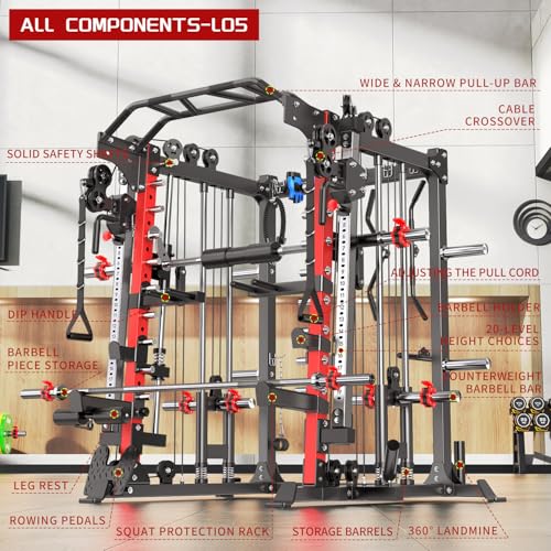 Power Cage Smith Machine Power Rack Squat Rack Cable Crossover System Z358743