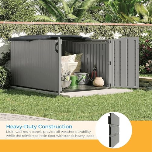 Horizontal Outdoor Storage Shed, 57.5" W x 79.75" D x 52" H U793084
