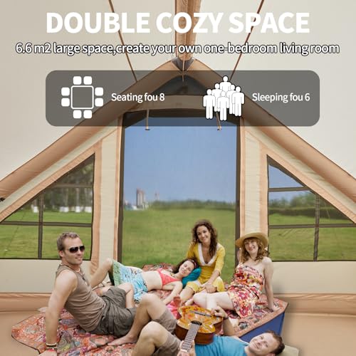 Inflatable Tent with Pump, 4-6 Person Instant Camping Tents, Waterproof with Mesh Windows X1517