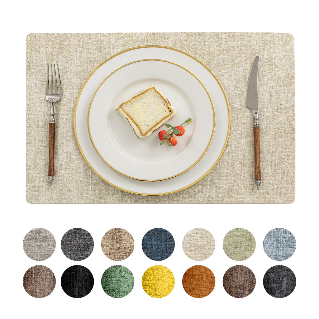 Dark Grey PU Faux Leather Vinyl Placemats Set of 6 Z108