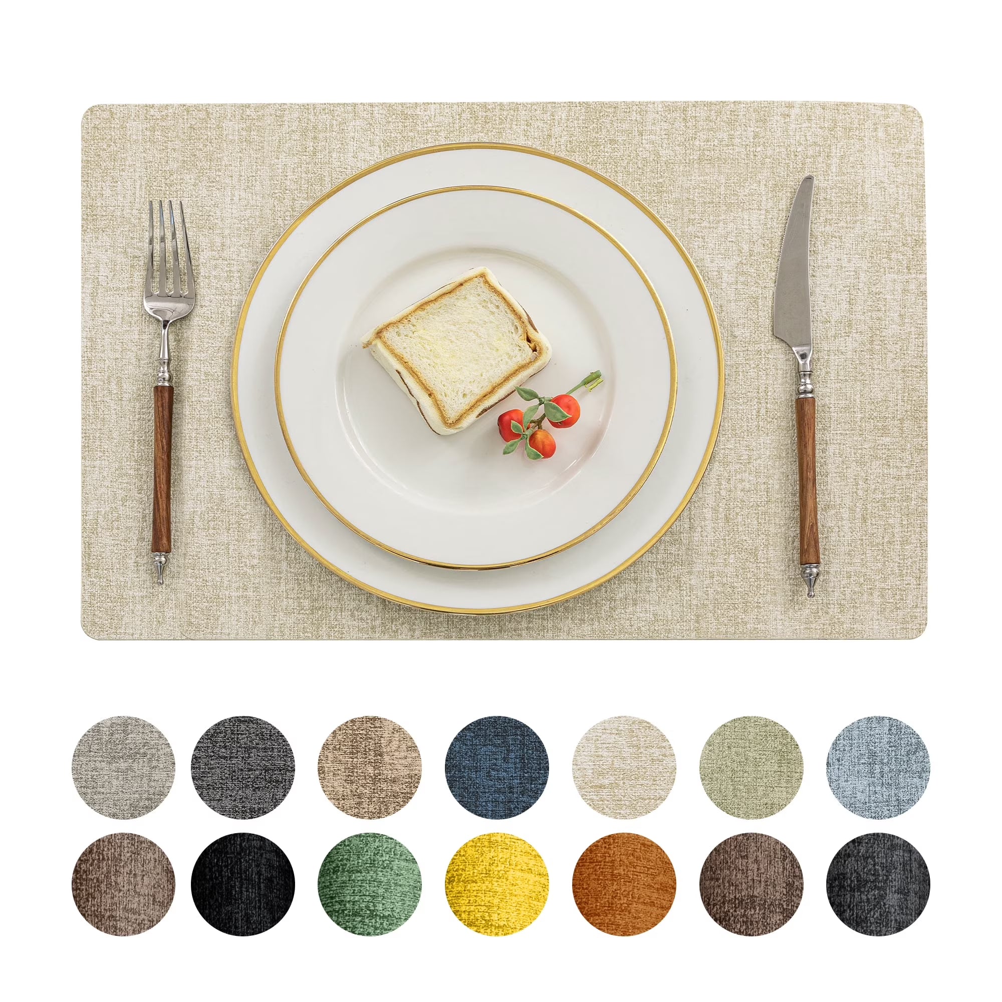 Dark Grey PU Faux Leather Vinyl Placemats Set of 6 Z108
