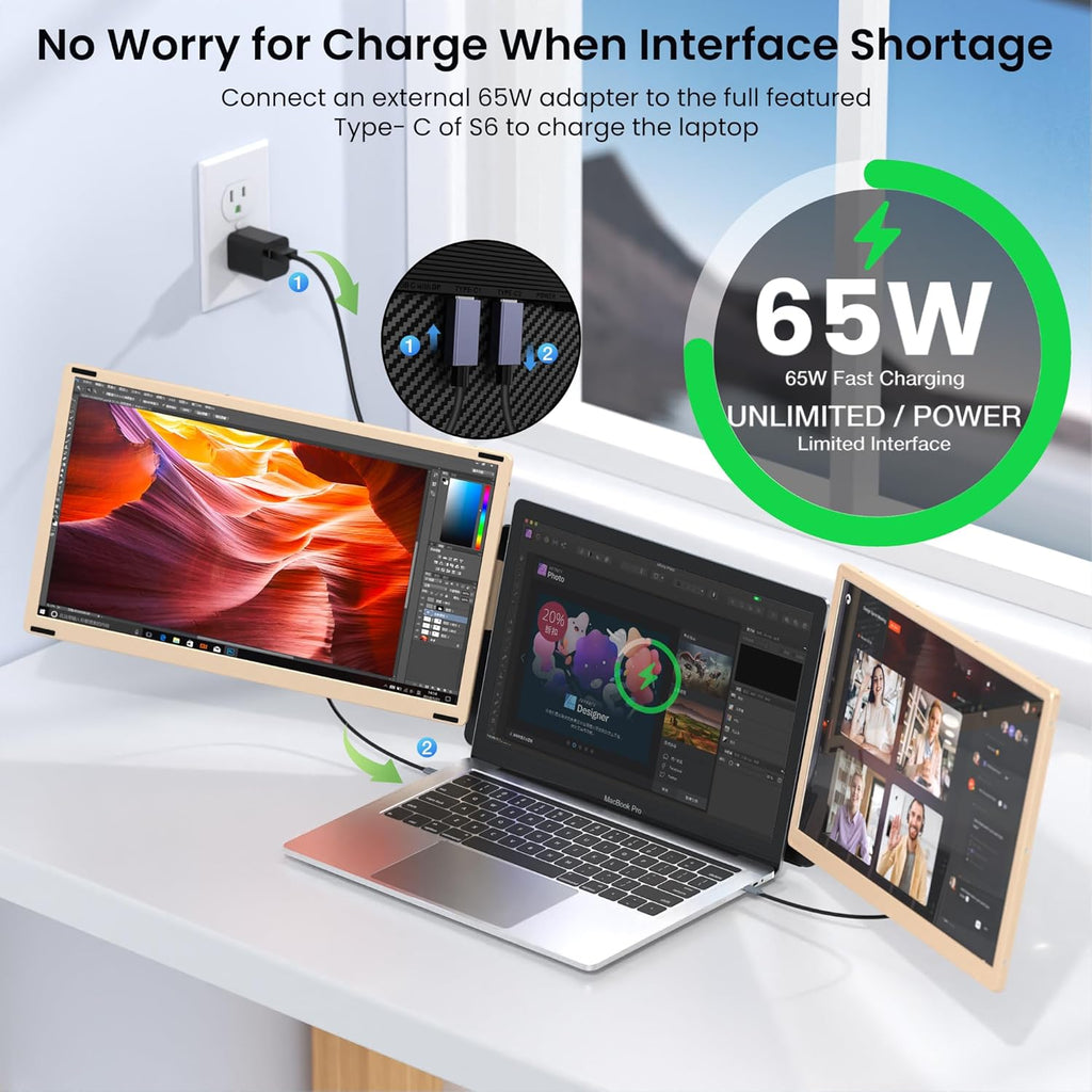 15.6’’ Portable Triple Monitor with 86% NTSC IPS FHD 1080P Display V2650