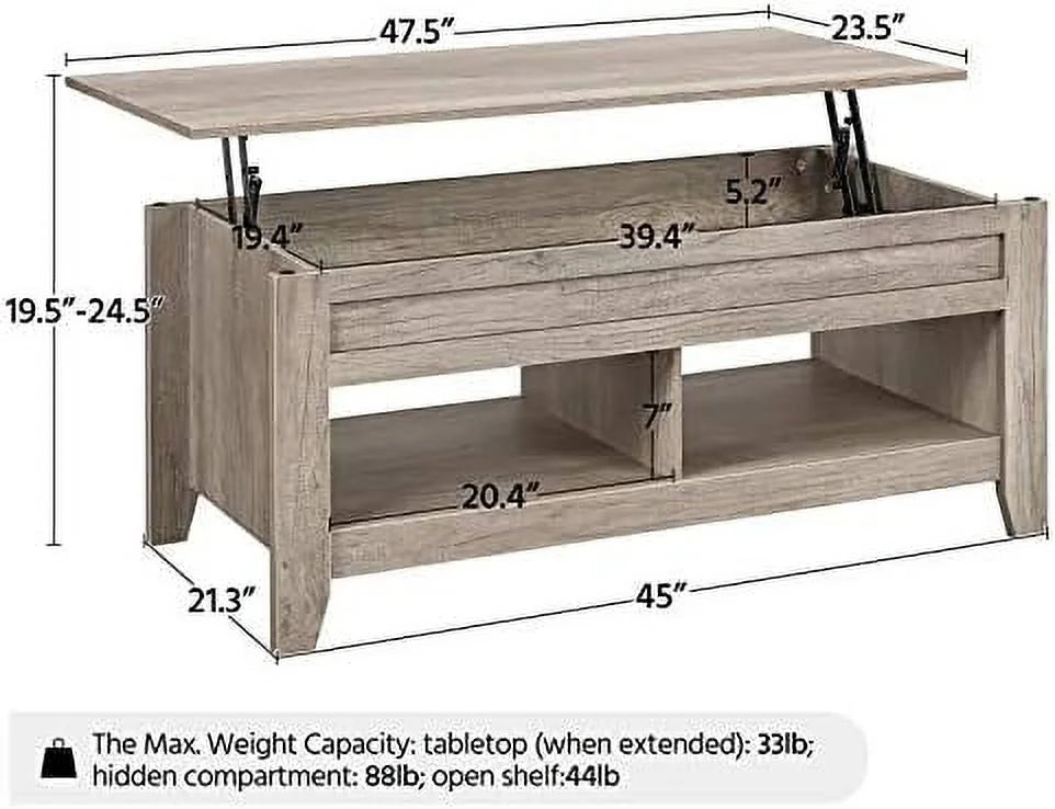 Lift Top Coffee Table with 2 Open Shelves Espresso M441444