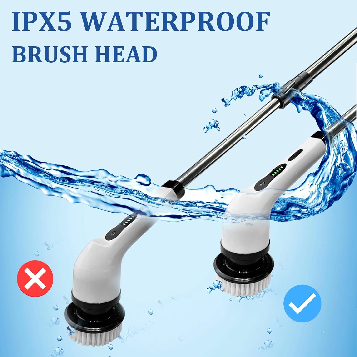 Cordless Electric Scrubber with 8 Replaceable Brush Heads D869
