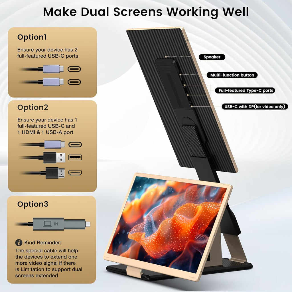 15.6’’ Portable Triple Monitor with 86% NTSC IPS FHD 1080P Display V2650