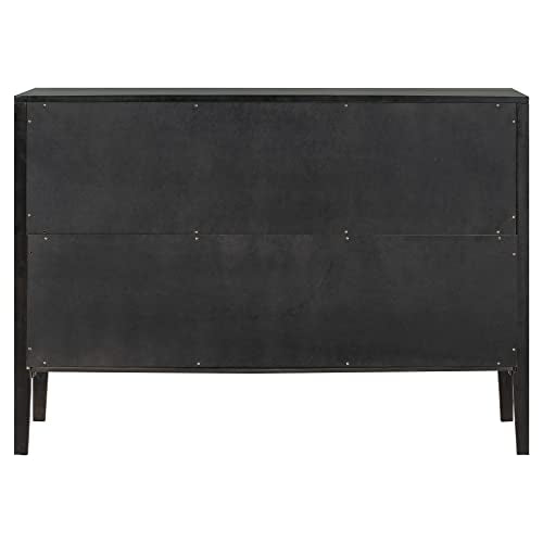Black Sideboard Storage Cabinet with 4 Doors and Adjustable Shelves G915