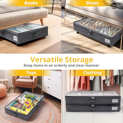 Under Bed Storage with Wheels, 2 Pack, Large Capacity F680047