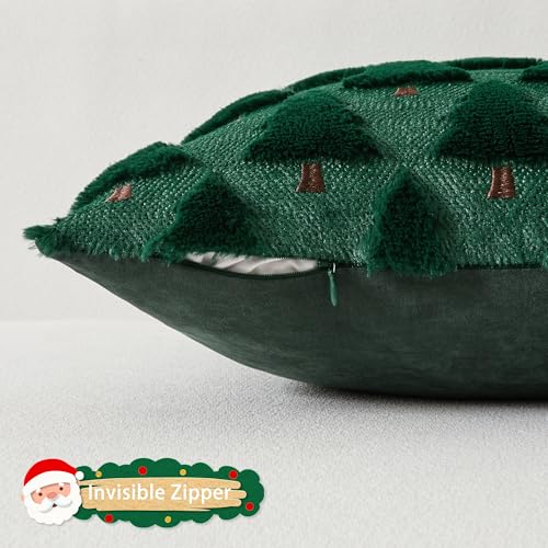 Dark Green 18x18 Inch Set of 2 Plush Faux Fur Throw Pillow Covers Z84815