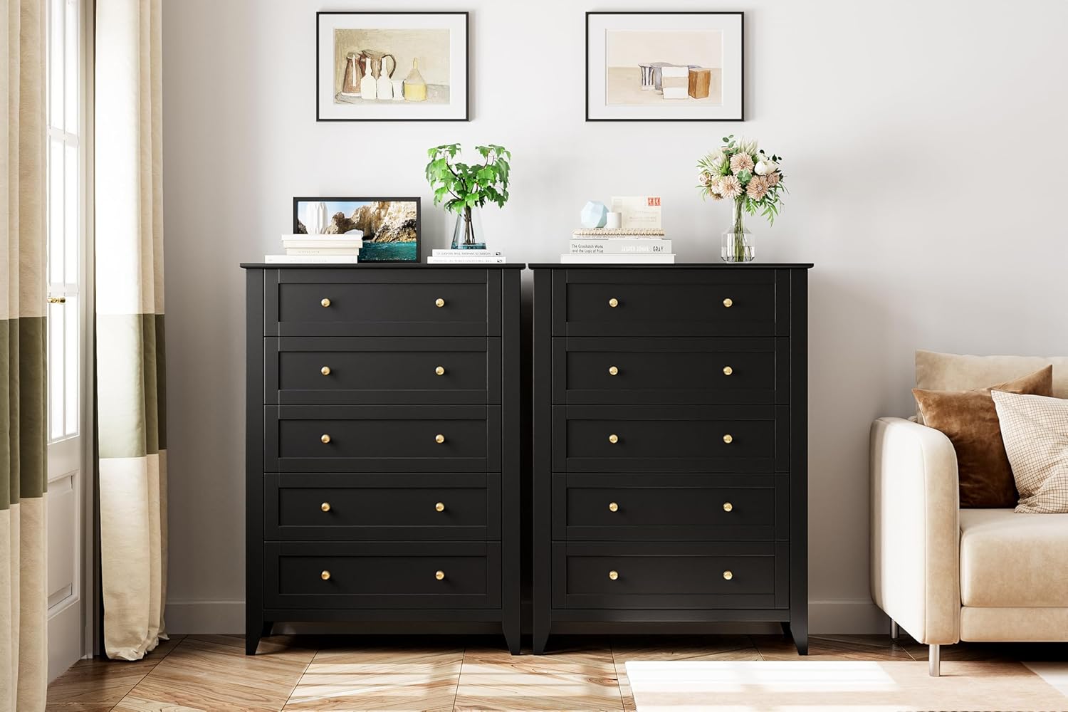 Black 5 Drawer Wood Dresser H242705